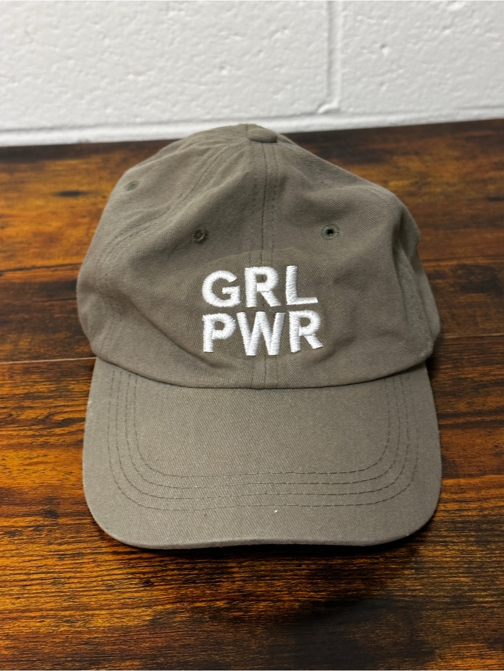 GRL PWR Embroidered Olive Baseball Cap 100 cotton
